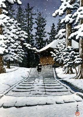 Ukiyo e Hiraizumi Snowing