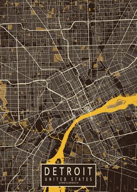 Detroit City Map Pastel