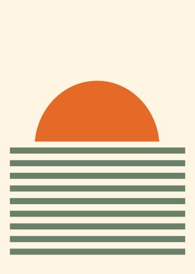 Retro sunset poster orange