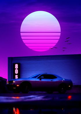 80s synthwave car