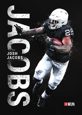 Josh Jacobs Football Paper Poster Raiders 3 - Josh Jacobs - Magnet