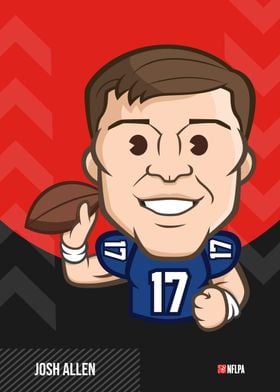 Josh Allen Portrait/ Caricature Print Wall Art/ NFL Football/ 