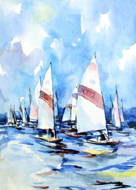 Sailing boat regatta art