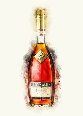 Watercolor Hennessy Wine