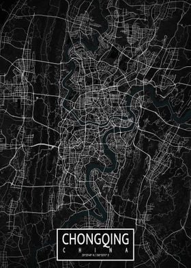 Chongqing City Map Dark