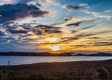 Sunset behind horse island