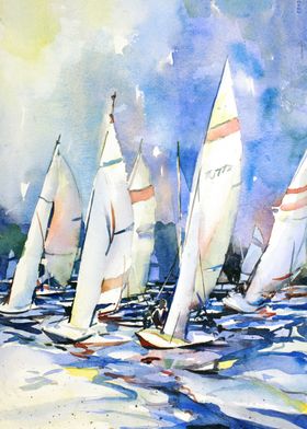 Sailing boat regatta art