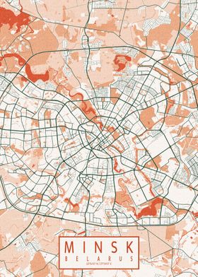 Minsk City Map Bohemian