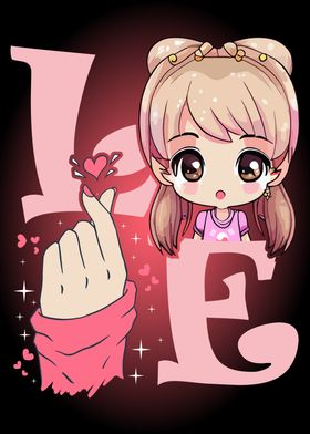 Kpop Anime Finger Heart