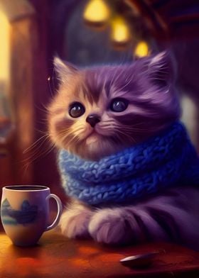 Funny Cat and Coffee