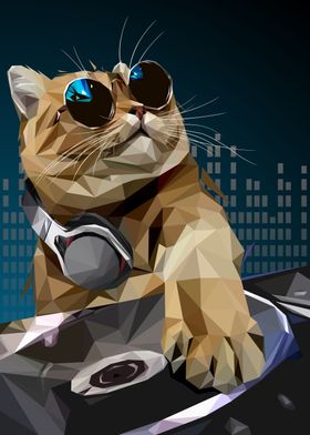 cool cat dj lowpoly