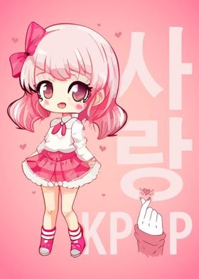 Cute Pink Kpop Anime Girl