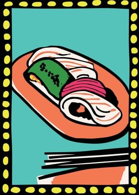 Retro Sushi Poster