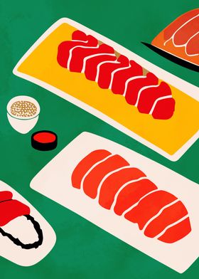 Sushi Flat Painting