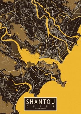 Shantou City Map Pastel