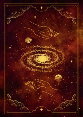 Hand hold universe tarot