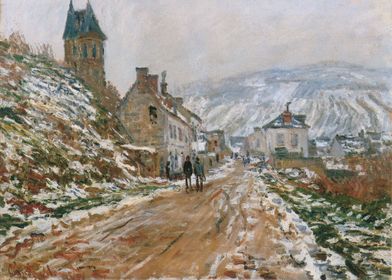 road in vetheuil in winter