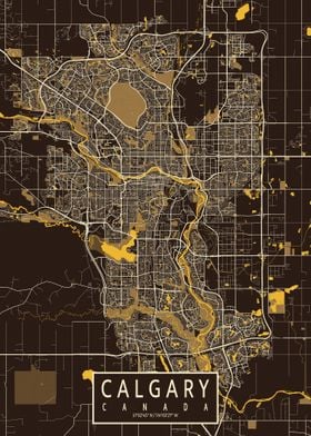 Calgary City Map  Pastel