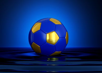 Blue Golden Soccer Ball