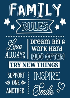 Family Rules Blue White