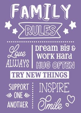 Family Rules Purple White