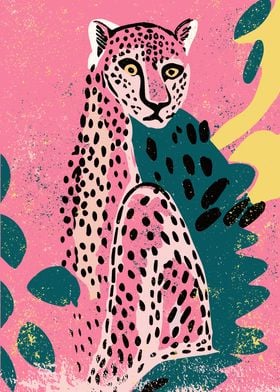 Pink Cheetah Painting