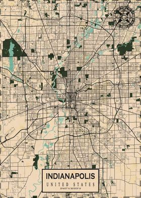 Indianapolis Map Vintage