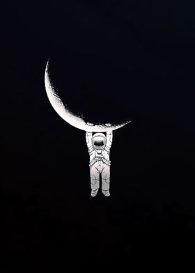 Astronaut Holding On Moon