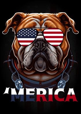 Bulldog USA Flag Glasses