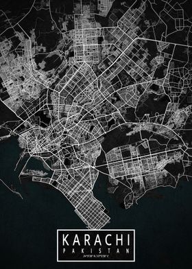 Karachi City Map Dark