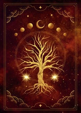 Magical sacred tree tarot