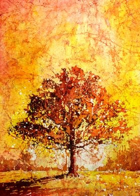 Tree in forest artwork 