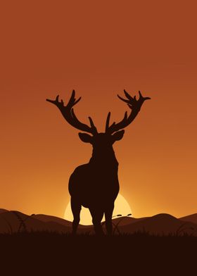 Deer in Sunset