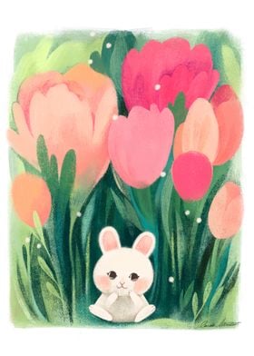 Rabbit Among Flowers