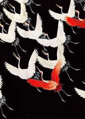 Ukiyo e Flying Cranes