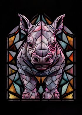 Stained Glass Rhino