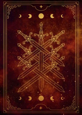 Seven sword tarot card