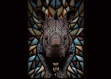 Stained Glass Rhino 