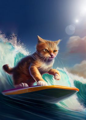 Funny Cat Surfing