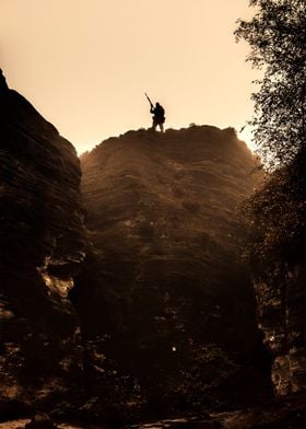 Soldier in the rocks