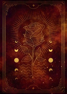 Rose flower engraving