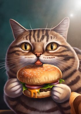 Funny Cat Eating Burger' Poster by Super Anima | Displate