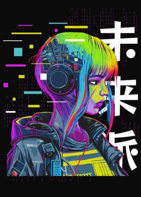 Neon Rainbow Anime Girl