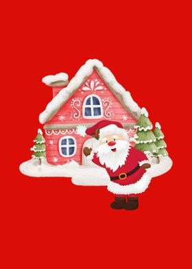 Cute Santa Pink House