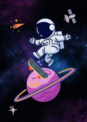 Astronaut With Skateboard