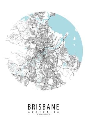 Brisbane City Map Circle