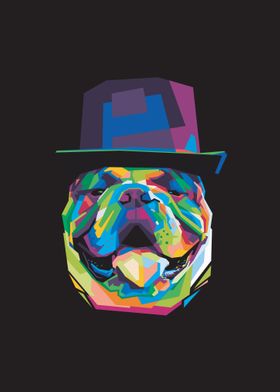 Colorful bulldog head