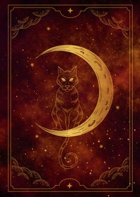 Cat and crescent moon