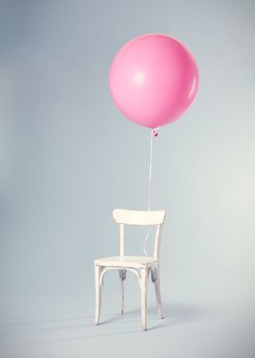 Pink balloon white chair