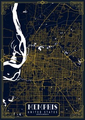 Memphis City Map Gold